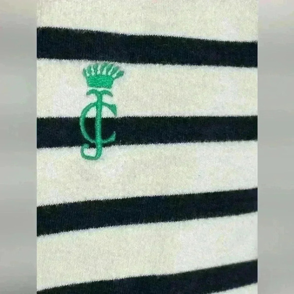 JUICY COUTURE Pullover Sweatshirt Size M Green White Stripes Henley JG005559 y2k - Picture 3 of 9